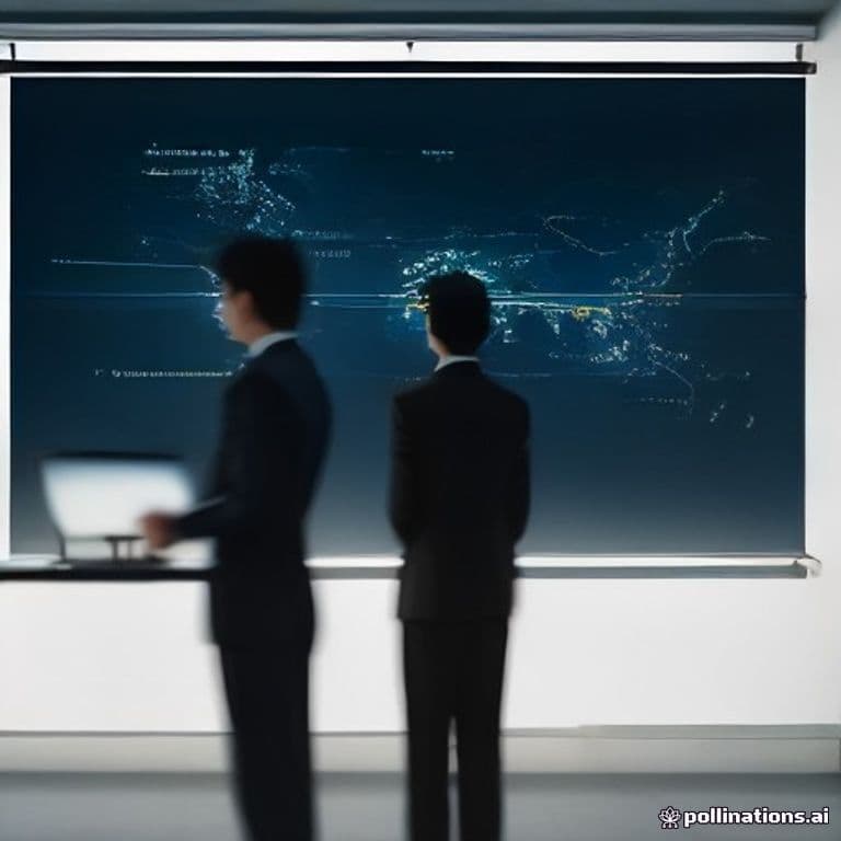 Ejecutivo revisando una hoja de ruta de transformación digital en una pantalla, con datos y procesos visualizados, en una oficina moderna con equipo colaborativo de fondo.