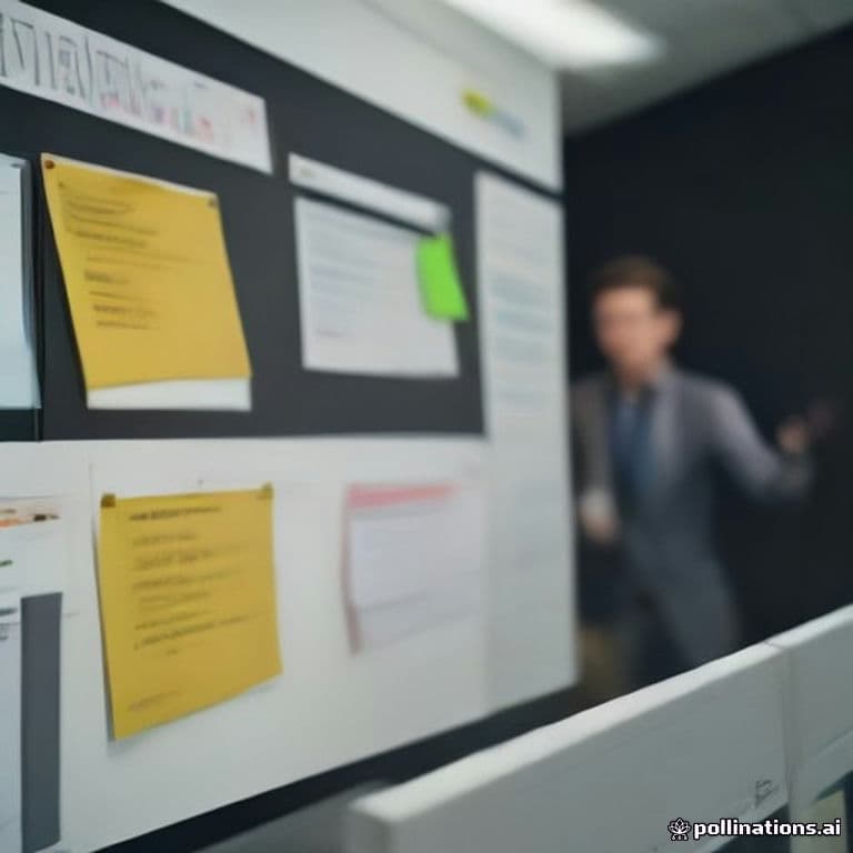 Equipo de trabajo señalando un cronograma de proyecto con notas adhesivas sobre fases de automatización e implementación de IA.